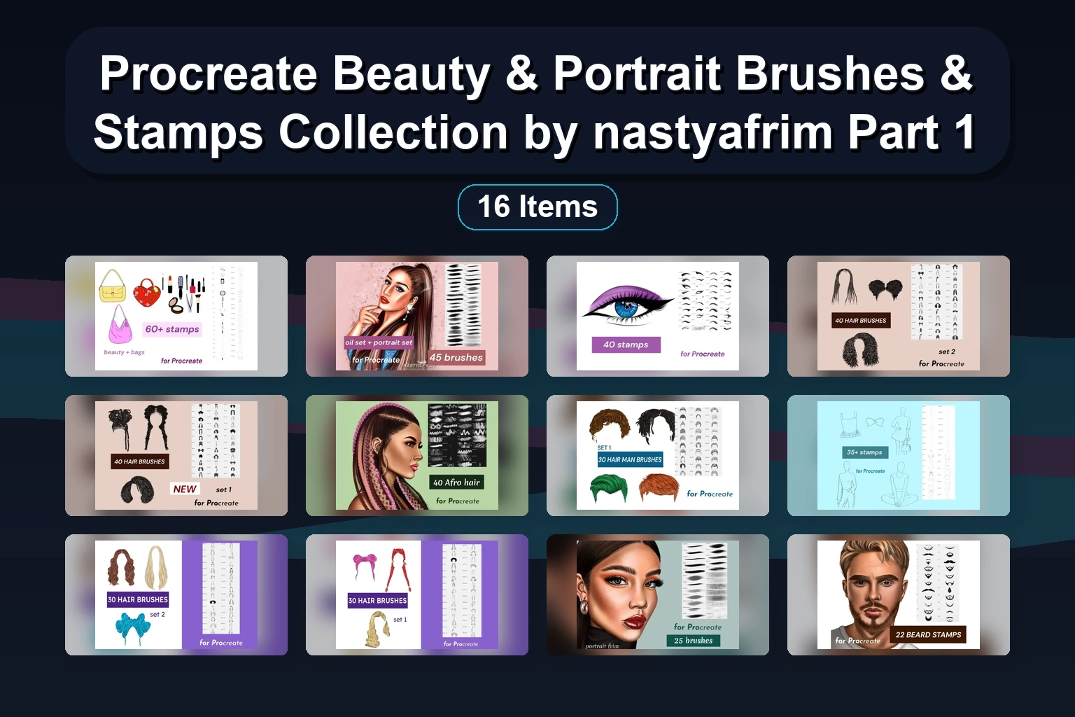 nanodog-shop Procreate Brush Stamps & Shape Elements Collection Part 3 – 20 Brush Packs for Digital Art