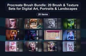 Procreate Brush Bundle: 20 Brush & Texture Sets for Digital Art, Portraits & Landscapes