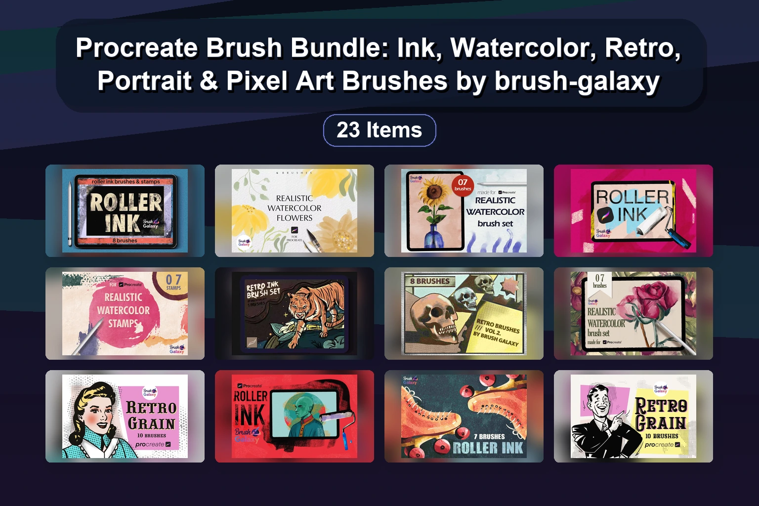 brush-galaxy Collection Part 4 – 25 Procreate Brush Packs, Palettes & Stamps