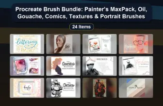 Procreate Brush Bundle: Painter’s MaxPack, Oil, Gouache, Comics, Textures & Portrait Brushes