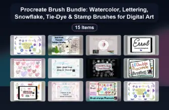 Procreate Brush Bundle: Watercolor, Lettering, Snowflake, Tie-Dye & Stamp Brushes for Digital Art