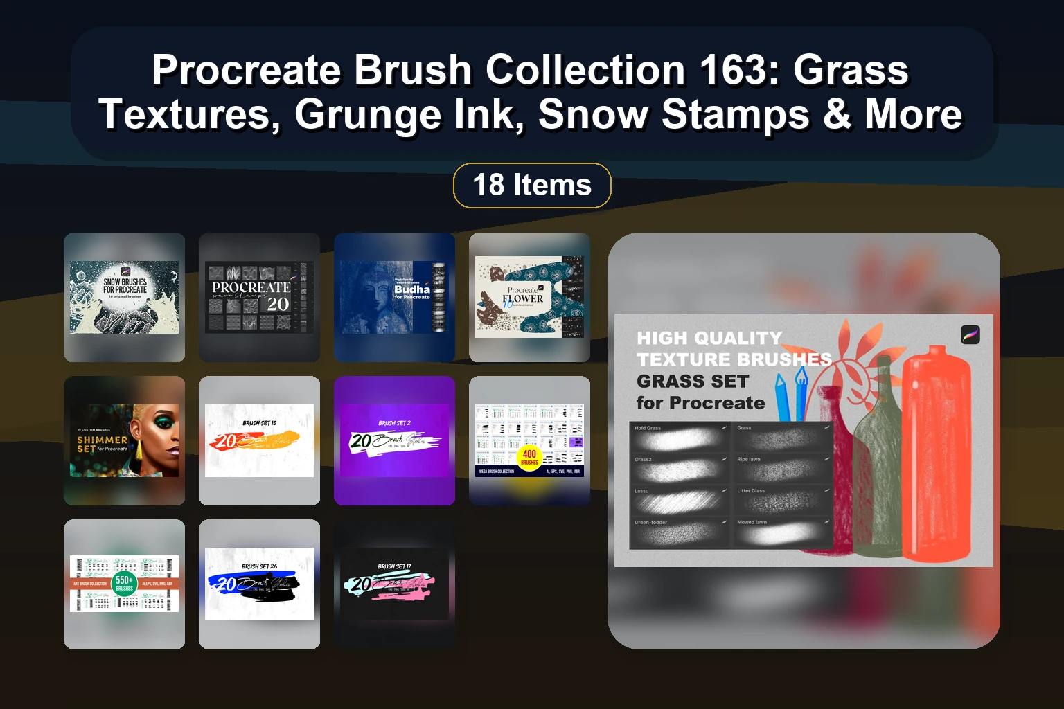 25+ Procreate Brush Sets: Portraits, Lettering, Stamps, Textures & Doodles for iPad