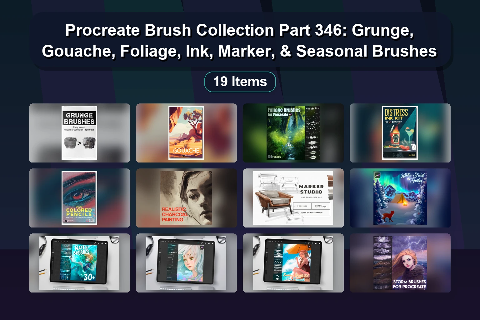 17 Procreate Brush Sets for Digital Art: Anatomy, Nature, Textures & Retro Effects (Disyukov Collection)