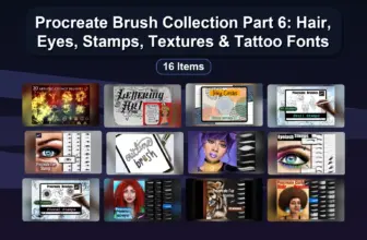Procreate Brush Collection Part 6: Hair, Eyes, Stamps, Textures & Tattoo Fonts