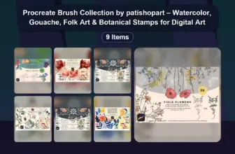 Procreate Brush Collection by patishopart – Watercolor, Gouache, Folk Art & Botanical Stamps for Digital Art