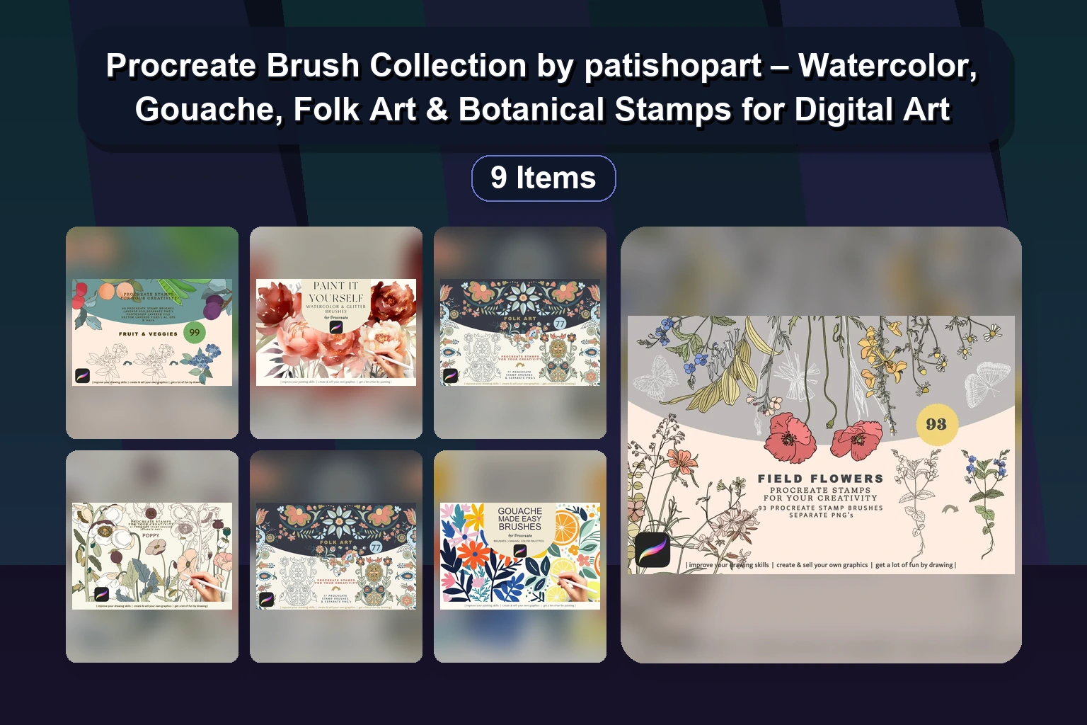 15+ Procreate Brush Sets by Opalyagley: Animal Skins, Snowflakes, Stamps & Textures (Part 5)
