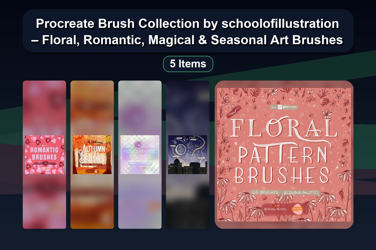 Best sandrawintherart Procreate Brush Sets: Patterns, Hair, Fur, Lighting & Effect Brushes