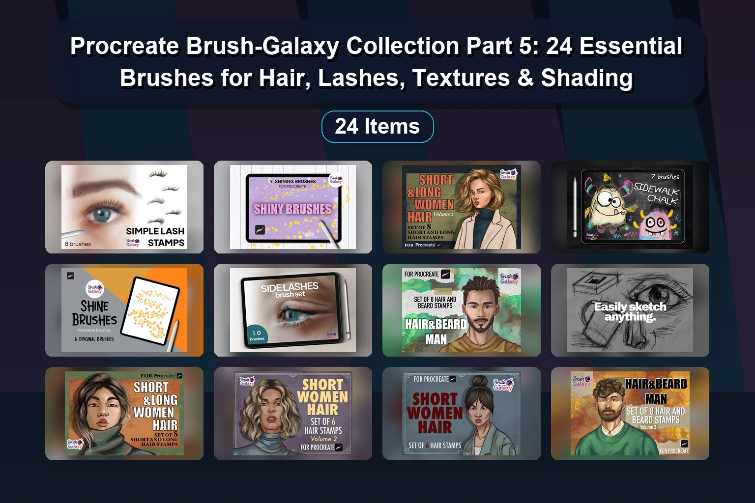 Procreate Brush Bundle: Ink, Watercolor, Retro, Portrait & Pixel Art Brushes by brush-galaxy