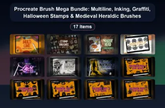Procreate Brush Mega Bundle: Multiline, Inking, Graffiti, Halloween Stamps & Medieval Heraldic Brushes