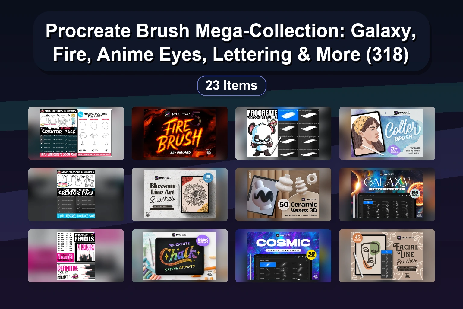 39+ Procreate Brushes for Sketching, Lettering, Stamps, Tie-Dye & Glitter Effects (Daily Sketch, Eyes, Lips, Glitch)