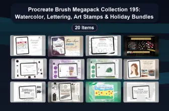 Procreate Brush Megapack Collection 195: Watercolor, Lettering, Art Stamps & Holiday Bundles