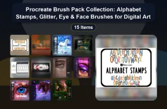 Procreate Brush Pack Collection: Alphabet Stamps, Glitter, Eye & Face Brushes for Digital Art