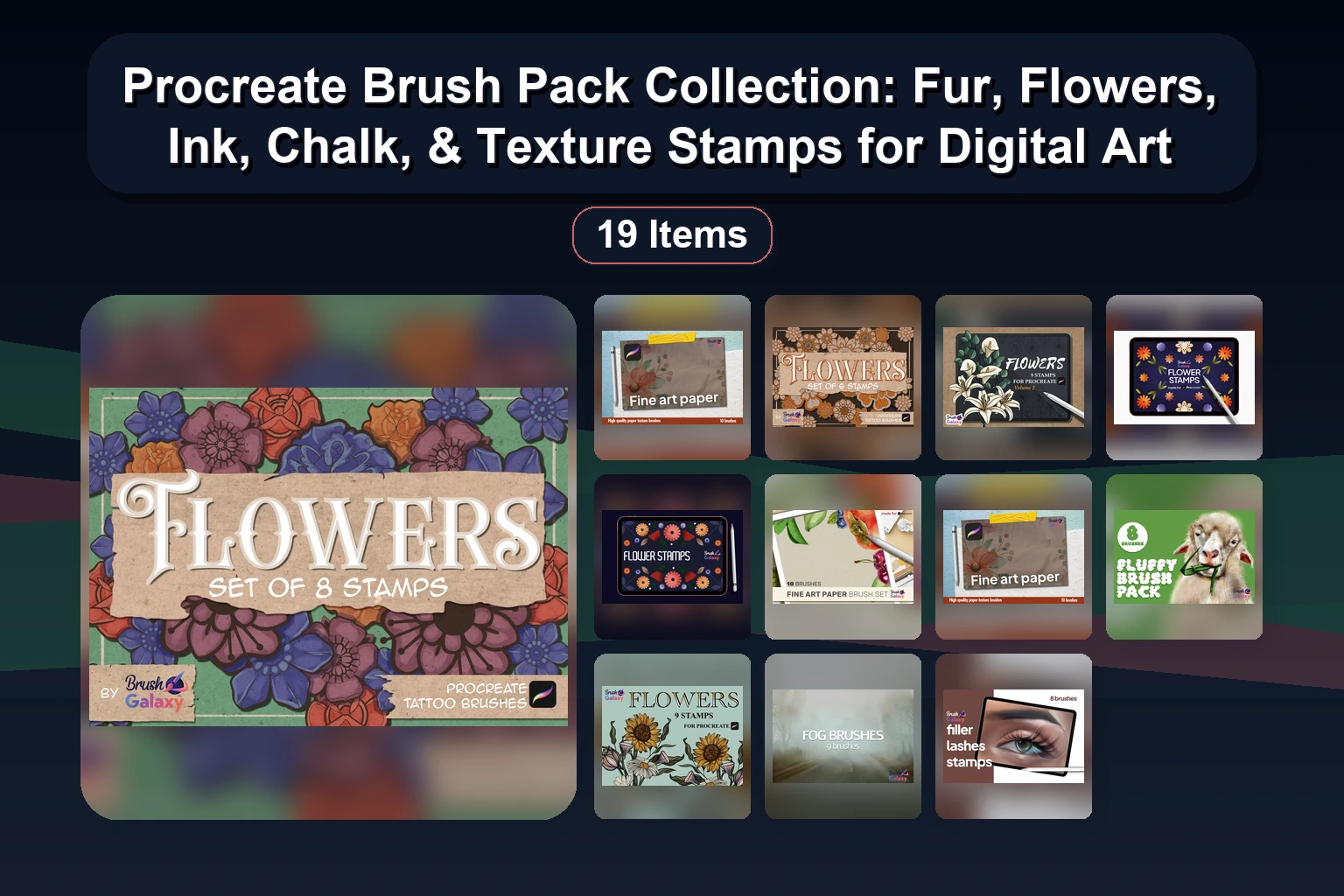 Procreate Brush & Color Palette Collection: Crayons, Dry Media, Hair & More