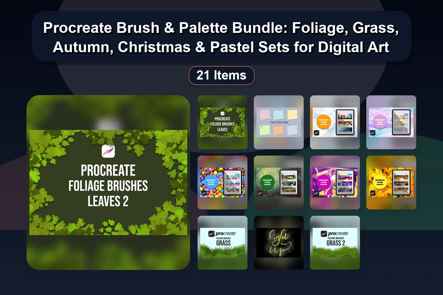 Procreate Brush Collection 163: Grass Textures, Grunge Ink, Snow Stamps & More