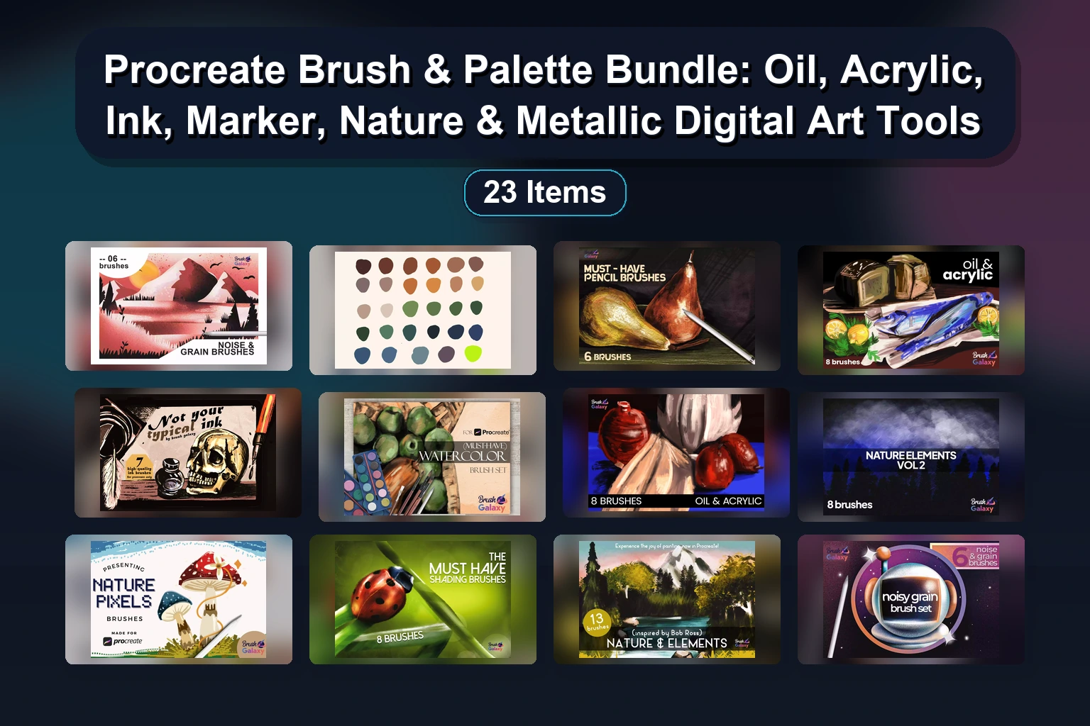 25 Procreate Brush Sets for Texture, Painting, & Outline Art (brush-galaxy Collection Part 8)