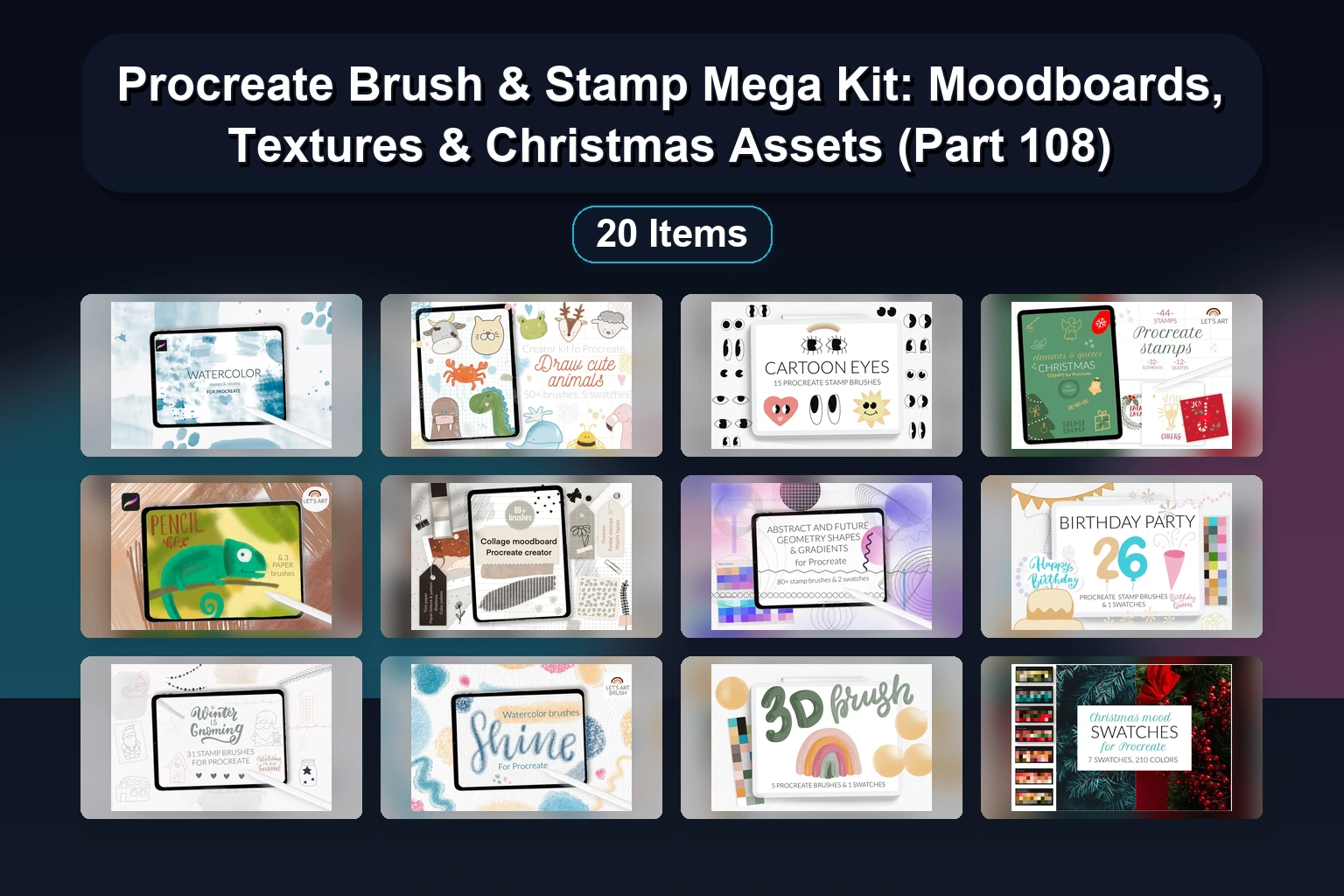 20 Procreate Brush and Color Palette Assets for Illustrators and Designers
