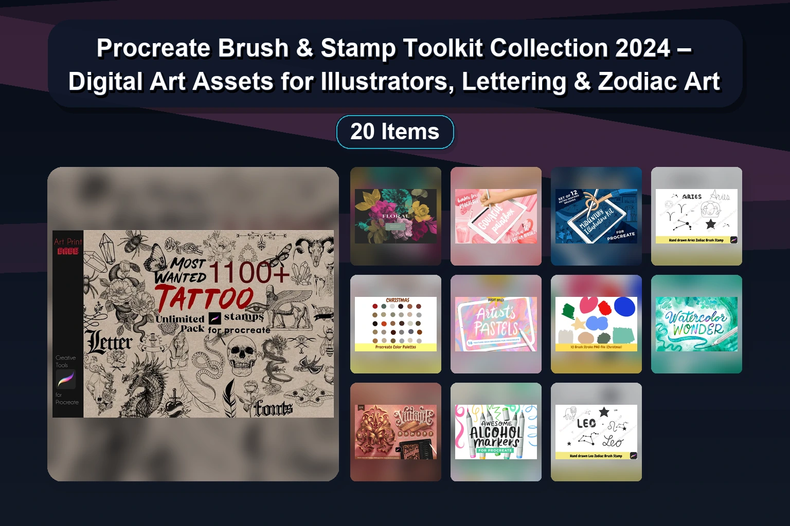 Ultimate Digital Art Brush & Paper Bundle for Procreate & Photoshop: Watercolor, Glitter, Calligraphy & More (Selected Assets Part 294)