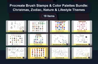 Procreate Brush Stamps & Color Palettes Bundle: Christmas, Zodiac, Nature & Lifestyle Themes