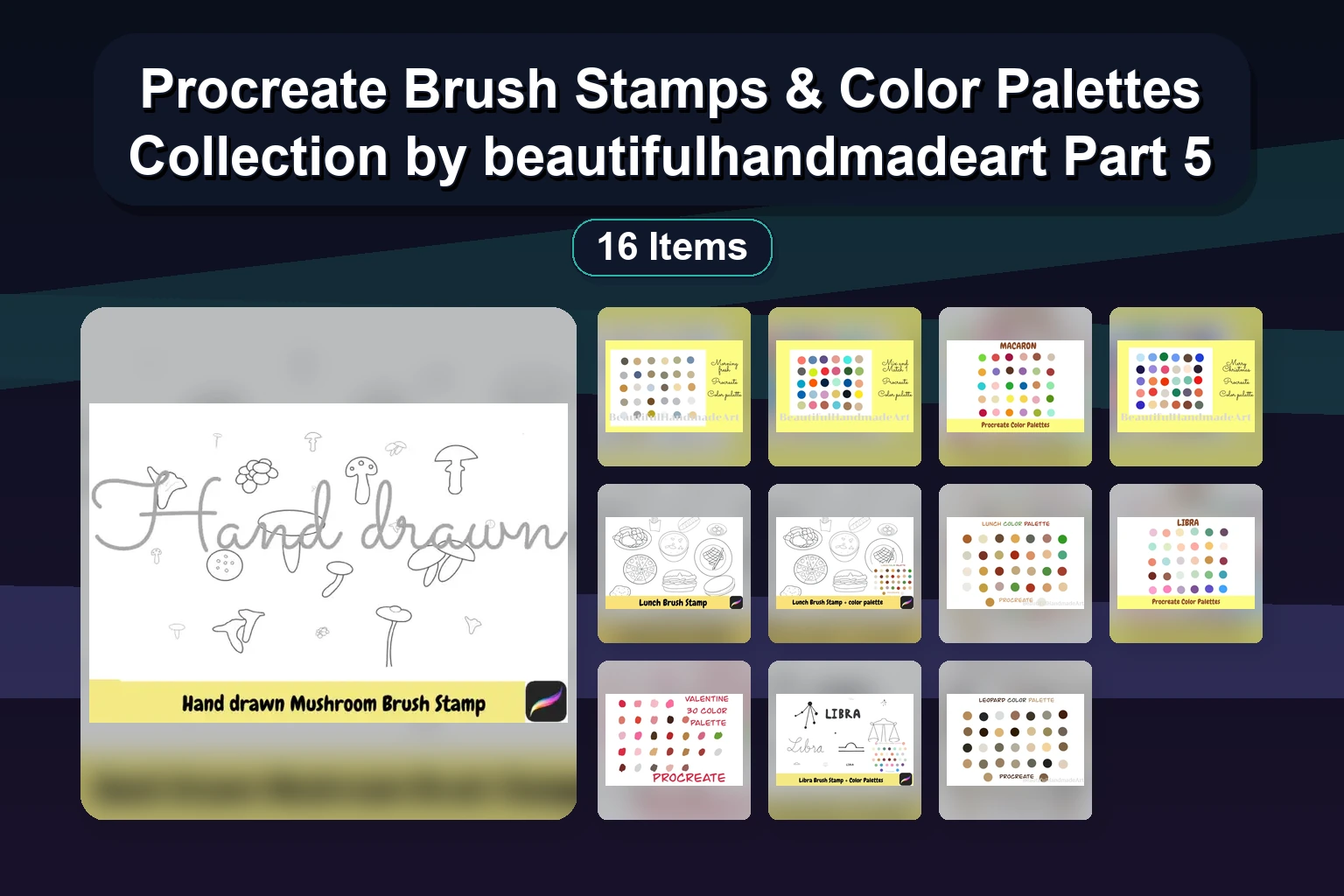 Beautiful Hand Drawn Procreate Brush Stamps & Color Palettes: Science, Zodiac, Holiday & More (Part 3)