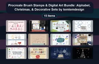Procreate Brush Stamps & Digital Art Bundle: Alphabet, Christmas, & Decorative Sets by temtemdesign