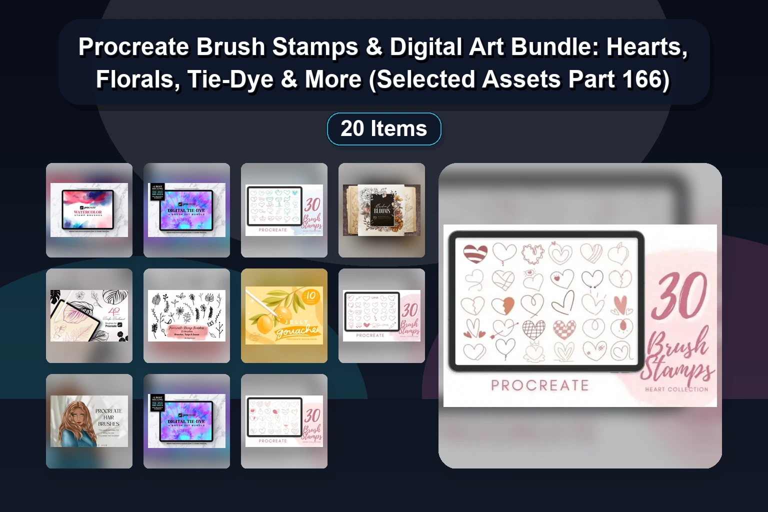 20 Procreate Brush Packs & Digital Art Tools for Flowers, Textures & Valentine Designs
