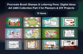 Procreate Brush Stamps & Lettering Pens: Digital Ideas Art 2465 Collection Part 3 for Planners & DIY Projects