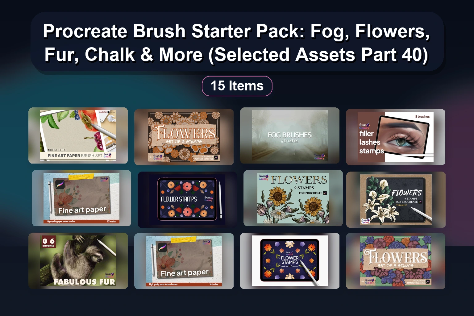 Procreate Brush & Color Palette Pack: Crayon, Dry Media, Ink, Fur, Hair & Pattern Brushes for Digital Art