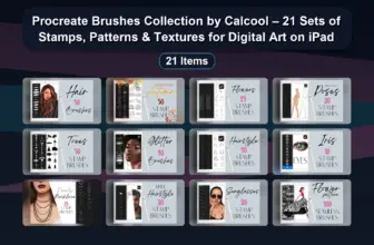 Procreate Brushes Collection by Calcool – 21 Sets of Stamps, Patterns & Textures for Digital Art on iPad