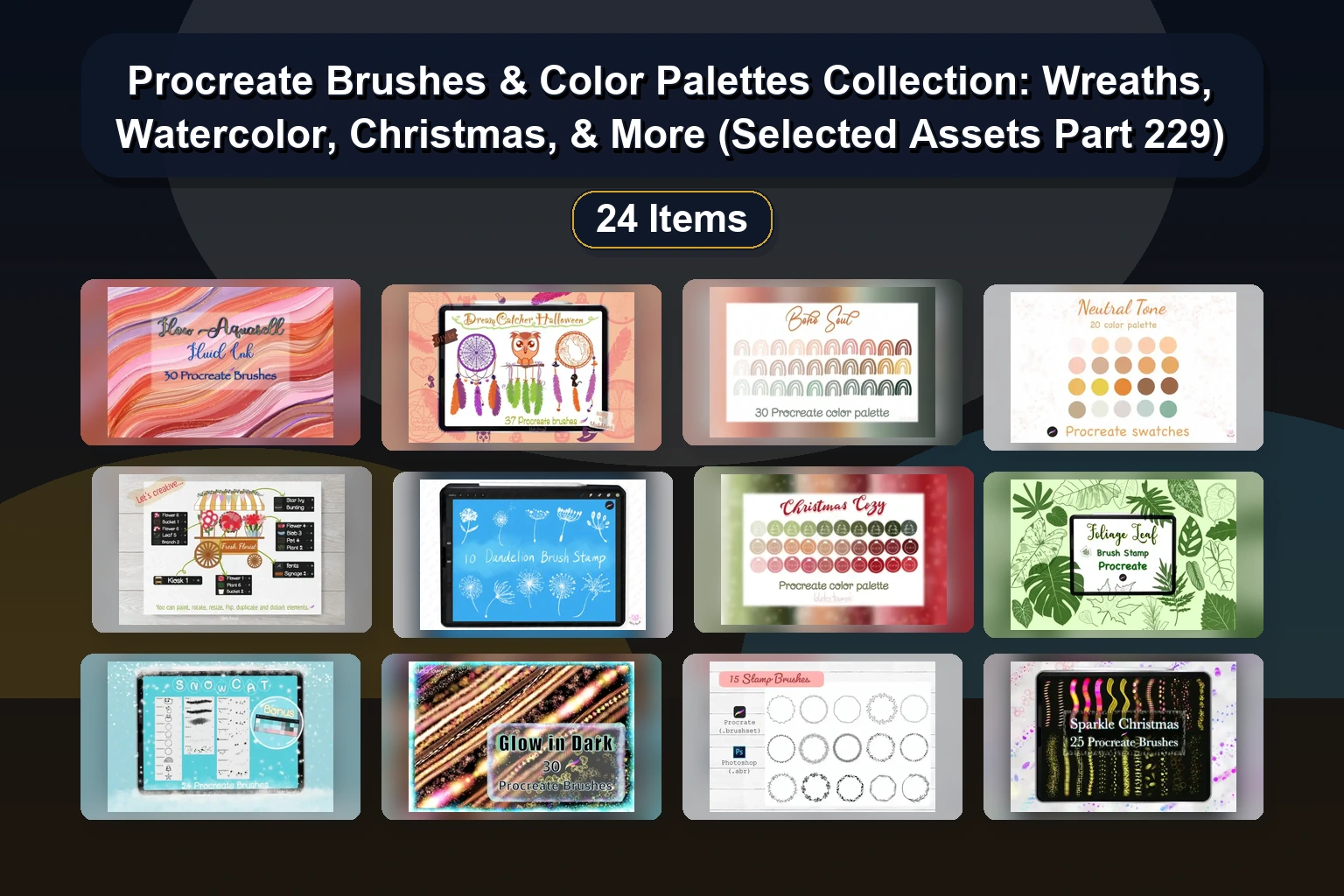 18 Procreate & Photoshop Brush Sets for Halloween, Christmas, Kids & Digital Art – Selected Assets Part 228