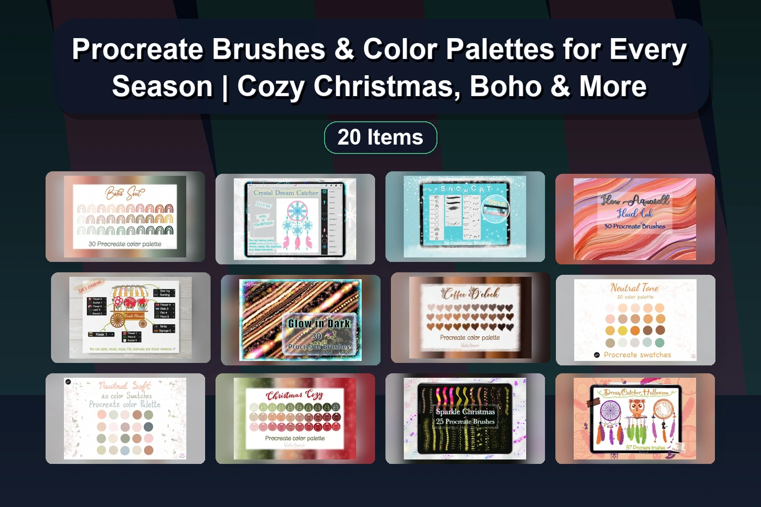 Procreate Brushes & Color Palettes for Every Season | Cozy Christmas, Boho & More