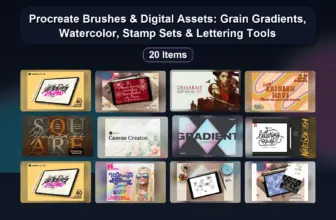 Procreate Brushes & Digital Assets: Grain Gradients, Watercolor, Stamp Sets & Lettering Tools