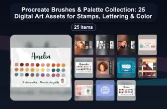 Procreate Brushes & Palette Collection: 25 Digital Art Assets for Stamps, Lettering & Color