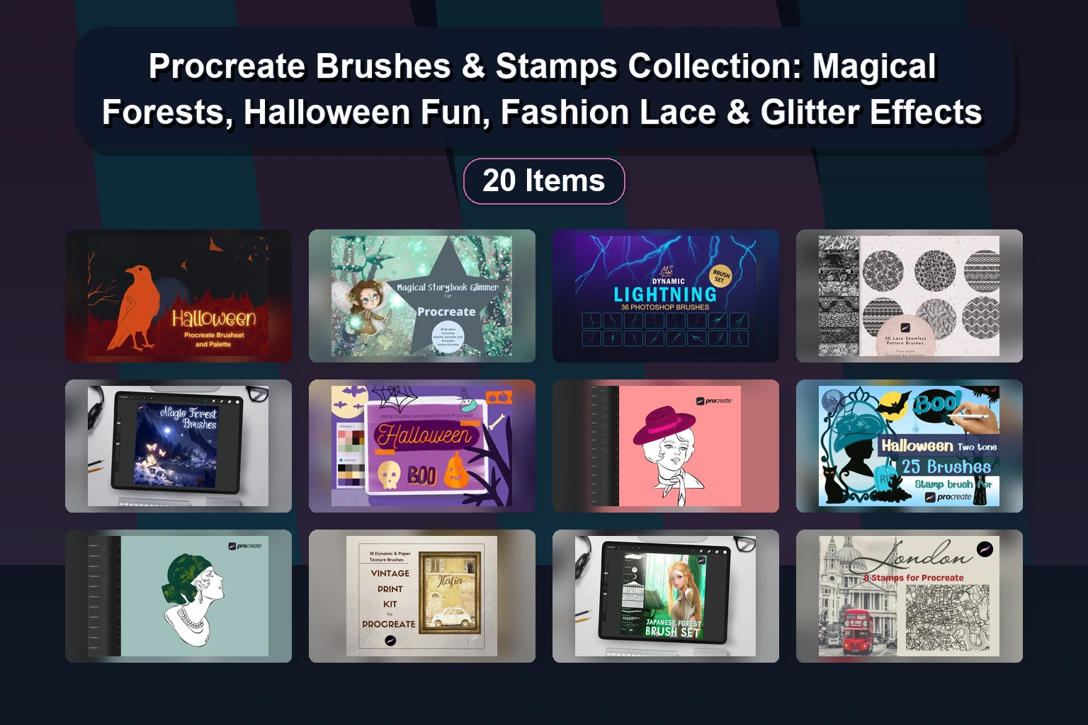 Creative Procreate Brush & Stamp Bundle: Fish, Fall Gnomes, Feathers, Fabric, Christmas, & More Digital Art Assets