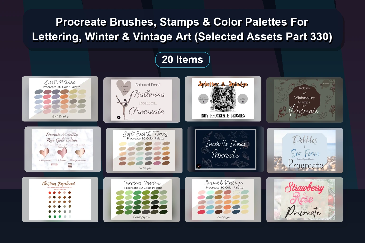 20 Procreate Brushes & Color Palettes for Floral, Nature & Lettering Art