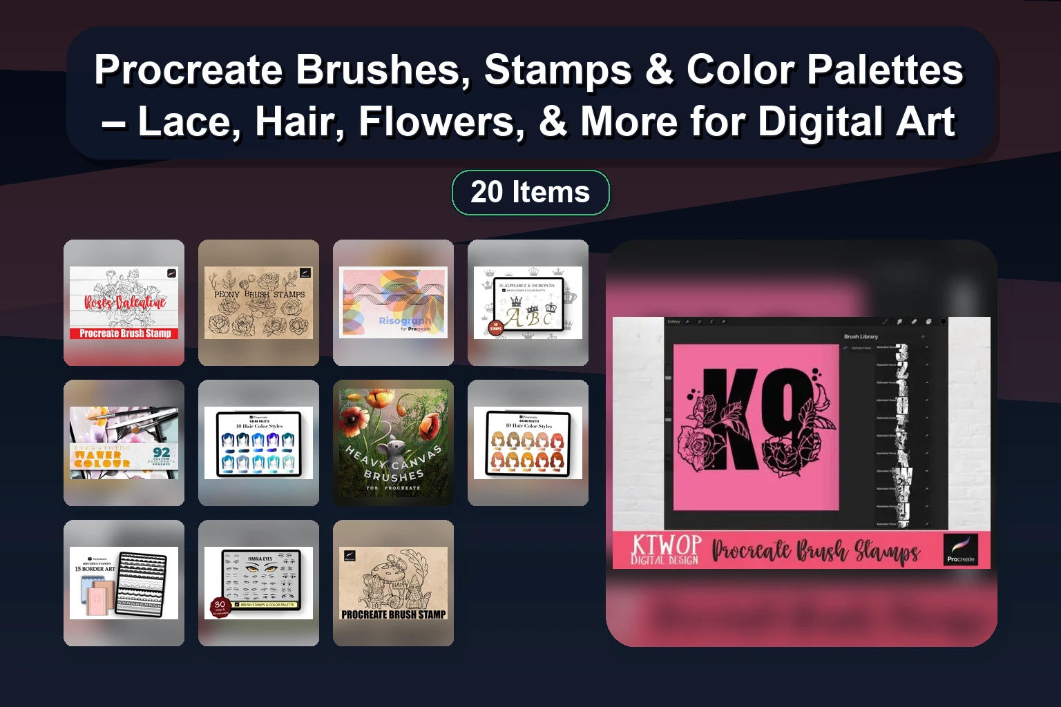 Ultimate Procreate Brush & Stamp Collection for Spring, Sketching, Lettering & Galaxy Art