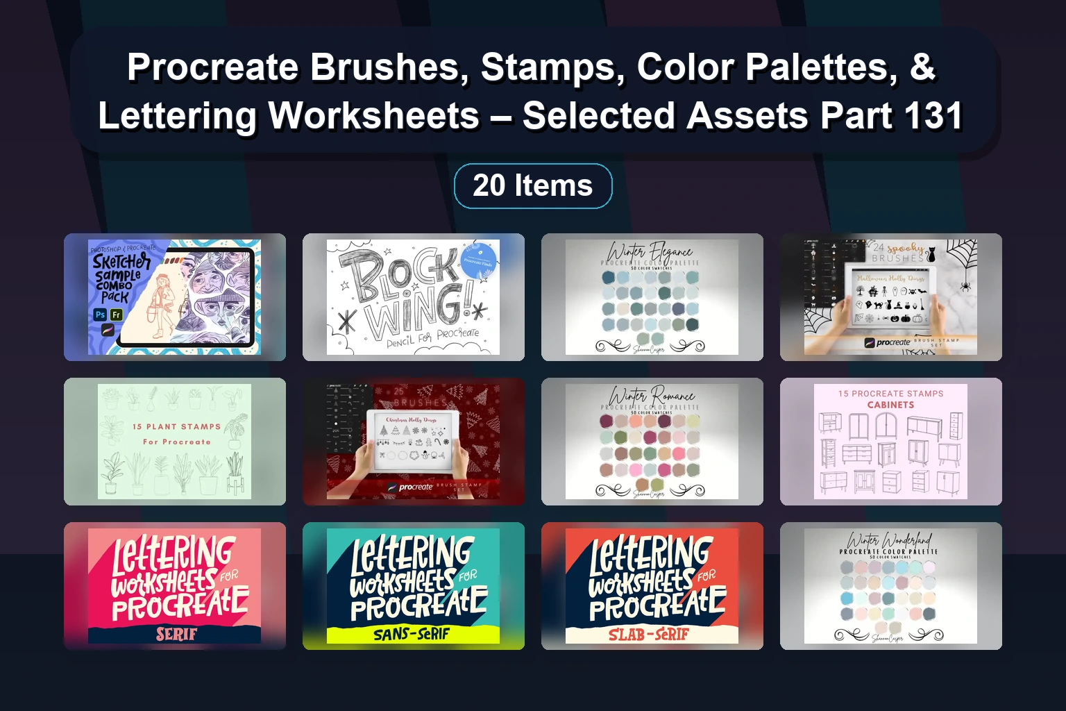 Creative Procreate Stamp & Palette Collection: Botanical, Summer, Furniture, Fruits & More for Digital Art