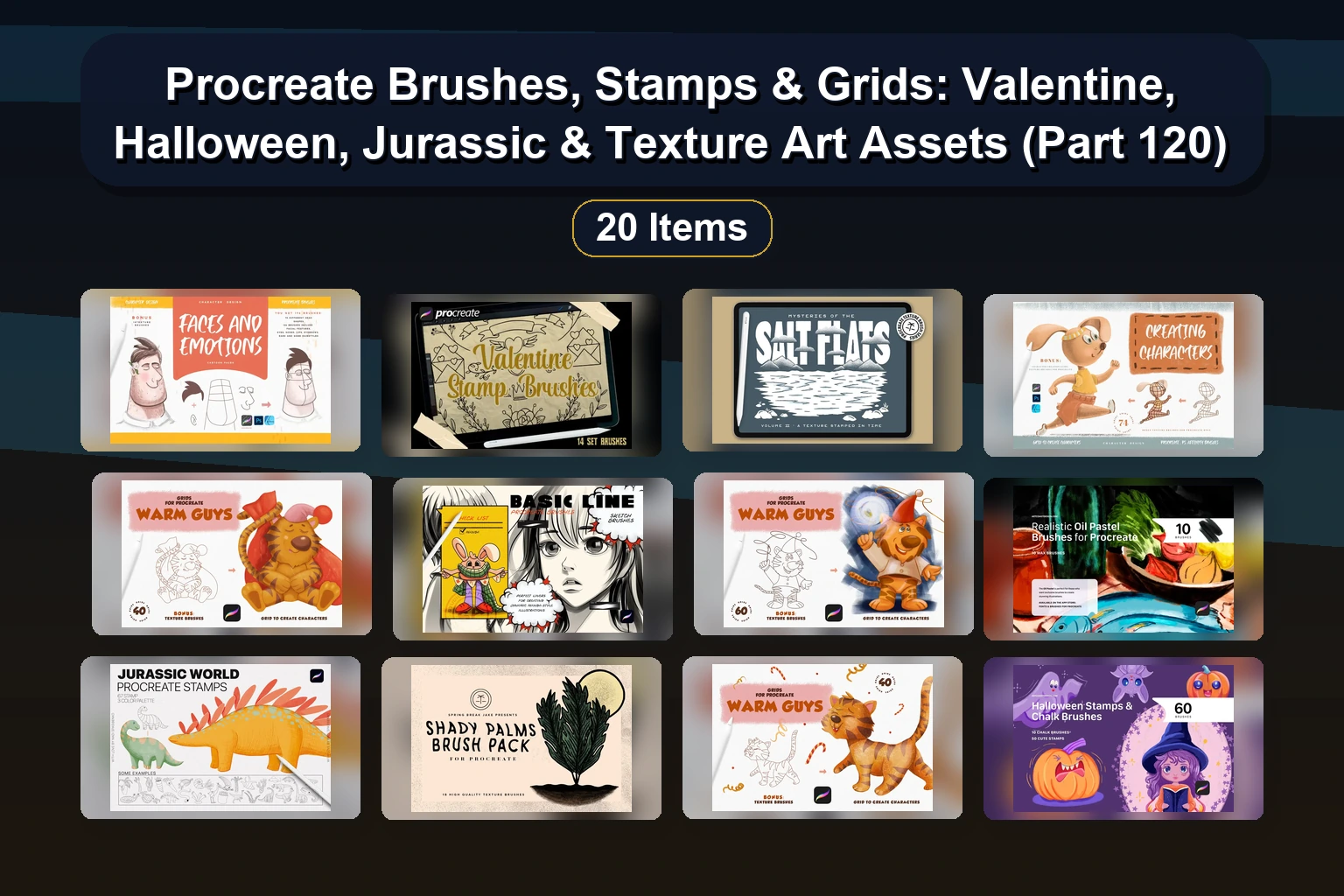 Tropical Abstract & Gouache Procreate Stamp Brushes | Digital Art Assets