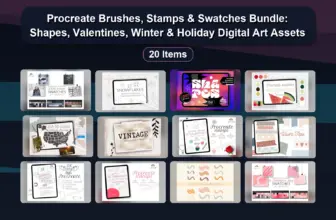 Procreate Brushes, Stamps & Swatches Bundle: Shapes, Valentines, Winter & Holiday Digital Art Assets