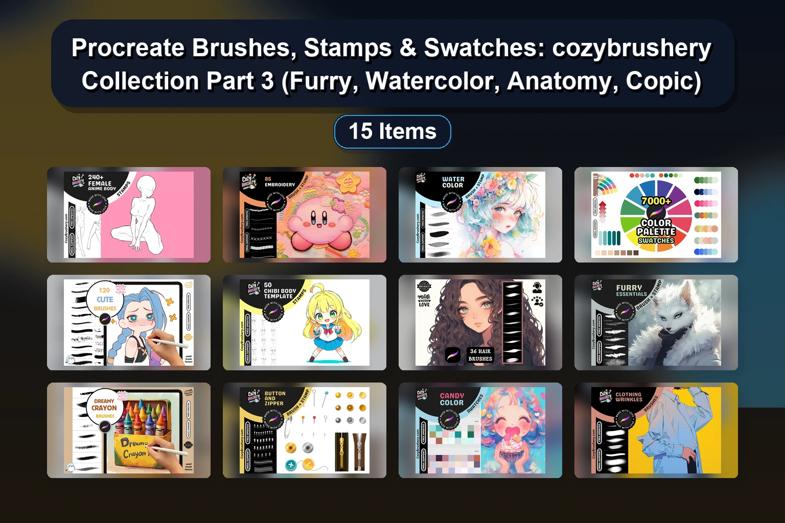 20 Cozybrushery Procreate Brush Sets for Digital Art, Manga & Nature