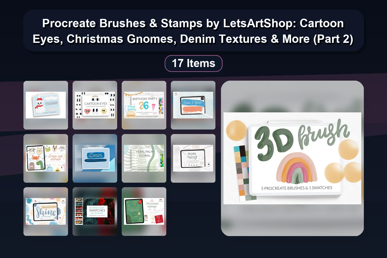Procreate Brushes & Stamps by LetsArtShop: Cartoon Eyes, Christmas Gnomes, Denim Textures & More (Part 2) Procreate Brushes Stamps by LetsArtShop Cartoon Eyes Christ collage 9aa8f8b5 1781887369