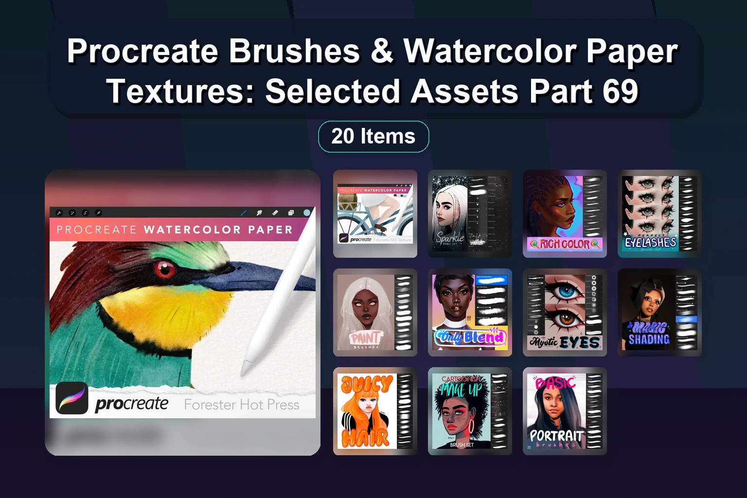 Procreate Brushes & Watercolor Paper Textures: Selected Assets Part 69