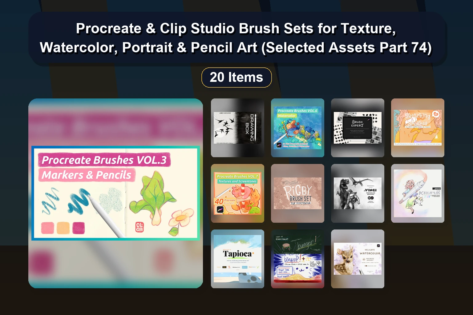 20 Best Procreate Brushes, Texture Canvases & Digital Art Guides (Selected Assets Part 75)