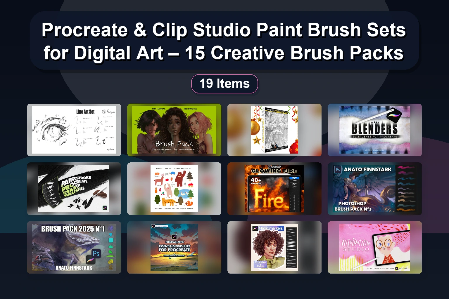 Best Digital Art Brushes for Procreate, Photoshop & Clip Studio Paint (Vol. 82)