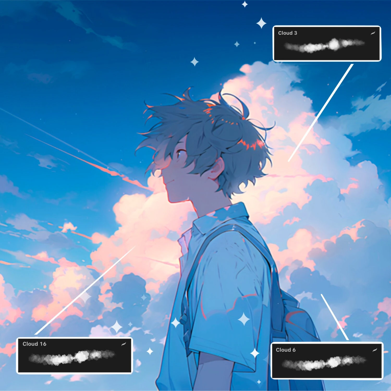 Procreate Clouds brush pack for anime & manga | Brushes for iPad, Clouds brushes, Stars brushes, Constellation brushes 13 Procreate Clouds brush pack for anime & manga | Brushes for iPad, Clouds brushes, Stars brushes, Constellation brushes - Image 13