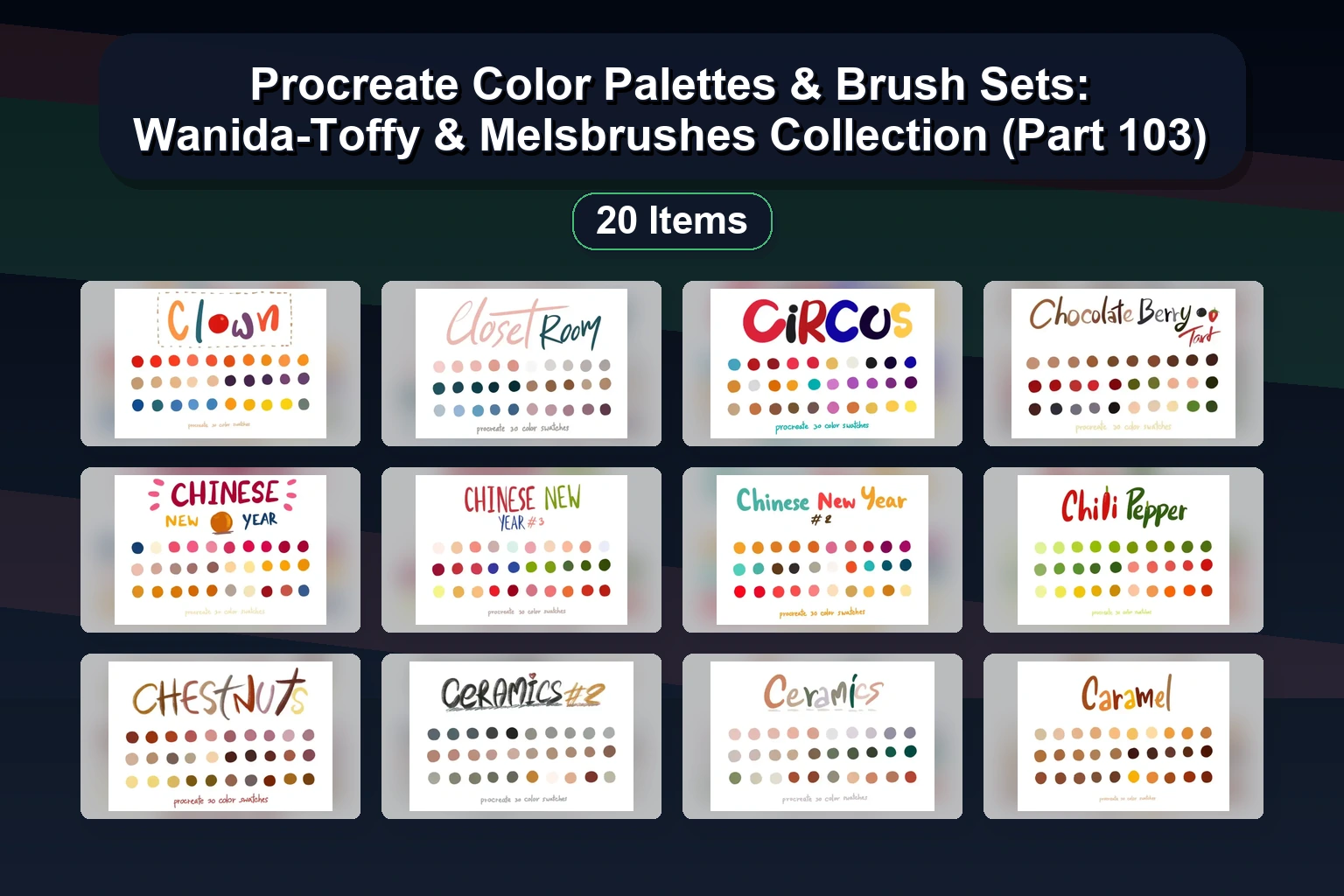 Best Procreate Portrait Brushes, Watercolor Brushes & Color Palettes for Digital Art (Selected Assets Part 104)