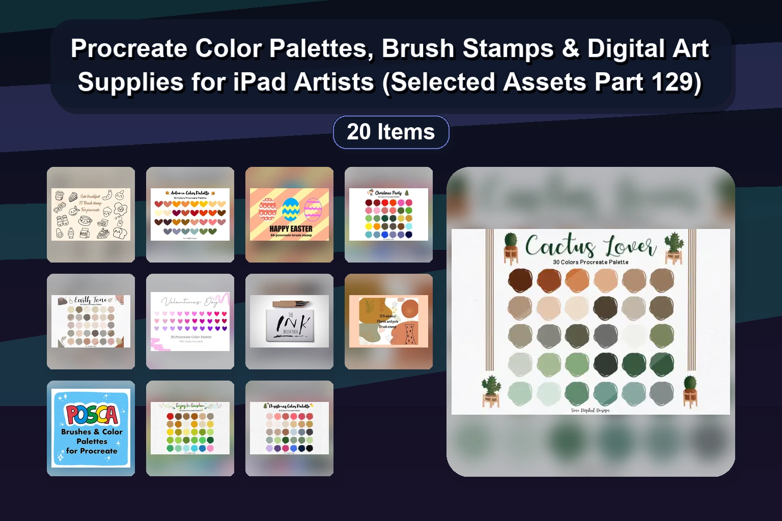 21 Procreate Color Palettes & Stamp Brushes for Digital Art & Illustration