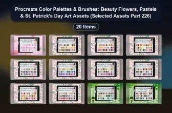 Procreate Color Palettes & Brushes: Beauty Flowers, Pastels & St. Patrick’s Day Art Assets (Selected Assets Part 226)