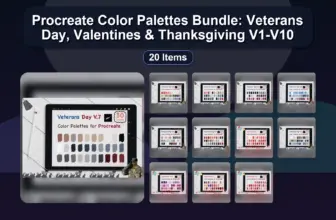 Procreate Color Palettes Bundle: Veterans Day, Valentines & Thanksgiving V1-V10