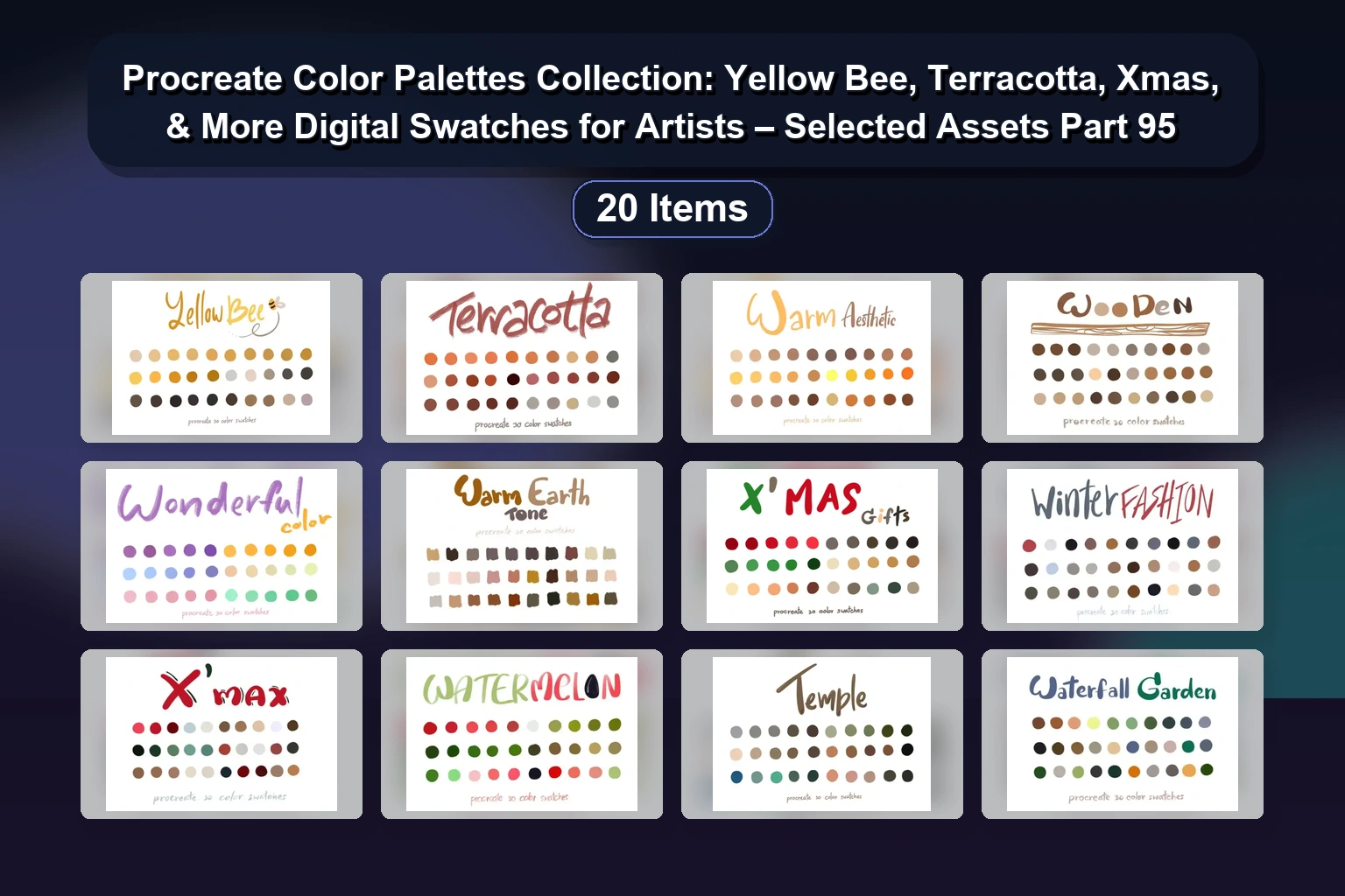 20 Hand-Drawn Procreate Brushes for Lettering & Calligraphy (Selected Assets Part 94)