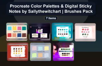 Procreate Color Palettes & Digital Sticky Notes by Sallythewitchart | Brushes Pack
